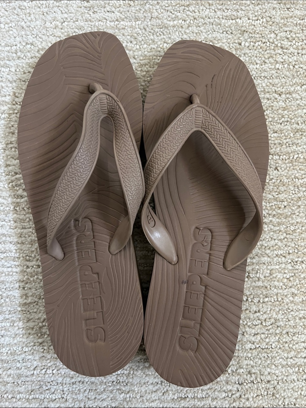 Sleepers platform flip flops tan size 7